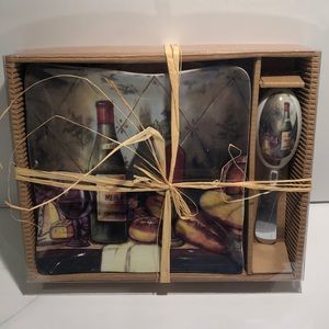 Wine and cheese plate with knife  NWT